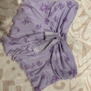 Purple Floral Sheer Scarf
